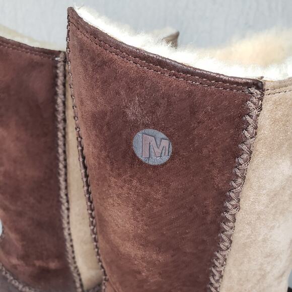 Merrell Encore Stitch High Espresso Boots Womens Size 8.5 Shearling Lining - Picture 7 of 16
